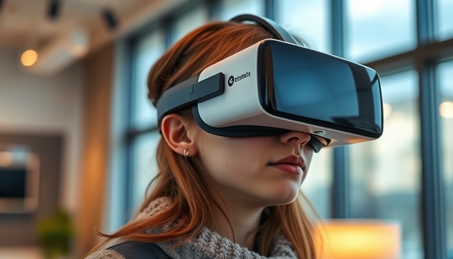 Young woman using VR headset for stroke rehabilitation indoors.