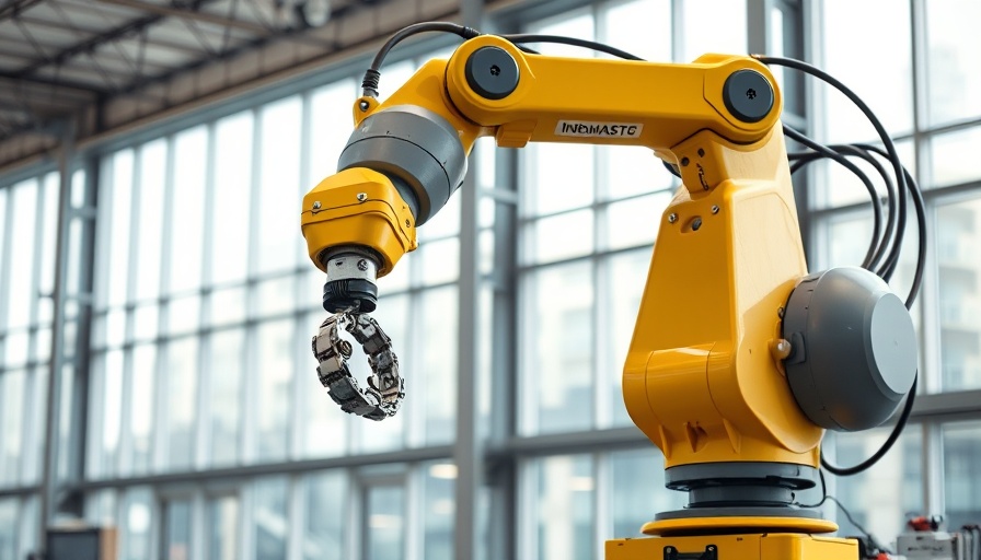 Robotic arm in San Antonio innovation center, industrial setup.