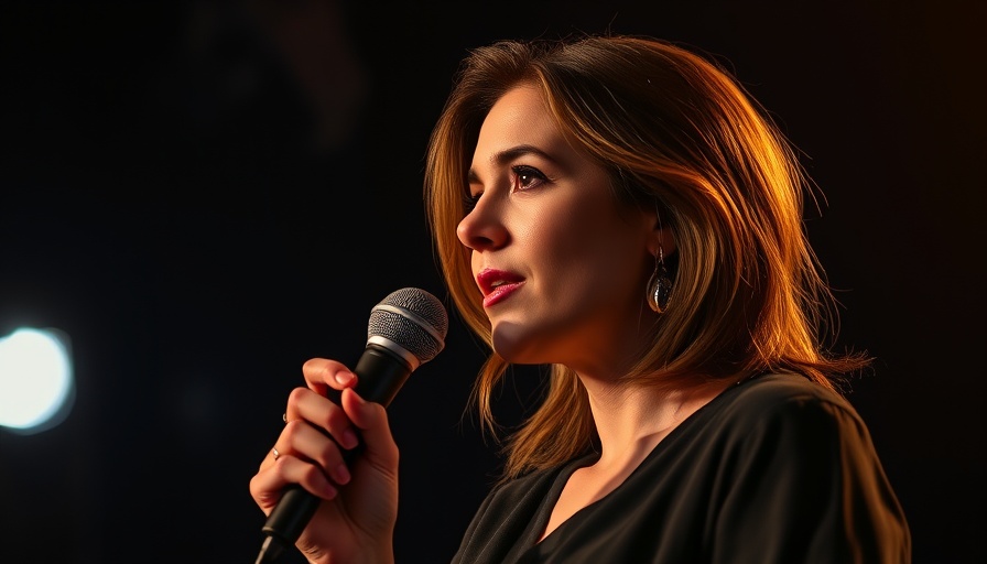 Speaker addressing audience in dark setting