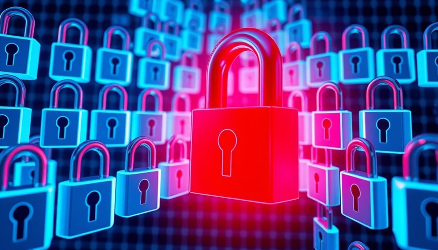 Episource data breach depicted by a red unlocked padlock among blue locks.