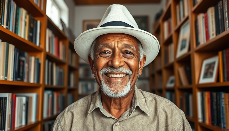Smiling man in a library setting, San Antonio cultural events.