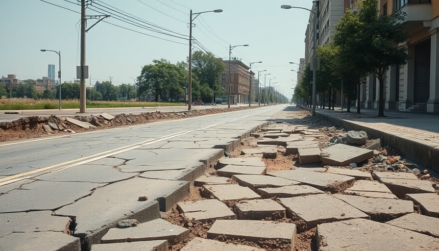 San Antonio flood damage reporting, showing a severely damaged road.