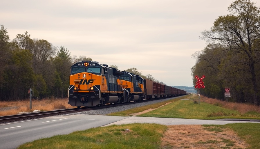 Idling trains blocking neighborhood roads, rural crossing.