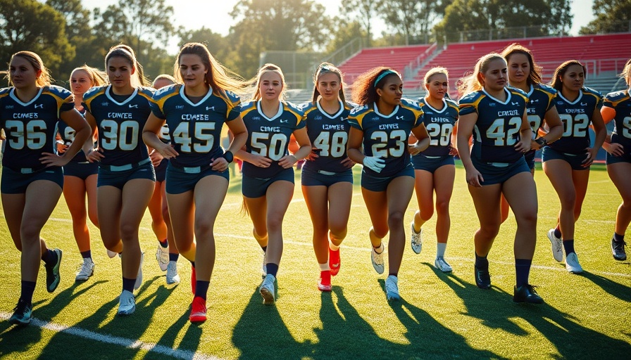 Women's tackle football team showcasing strong unity and readiness, underlining opportunities.