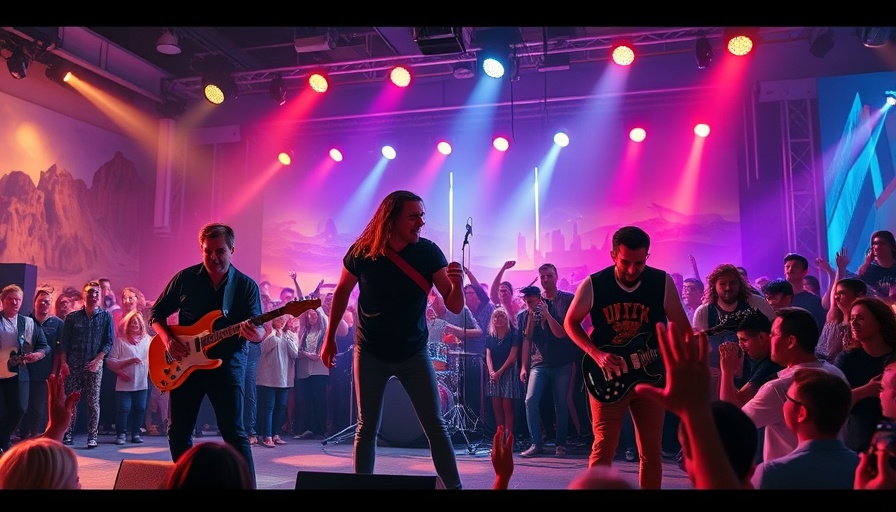 San Antonio live music events: vibrant rock band performance on stage.