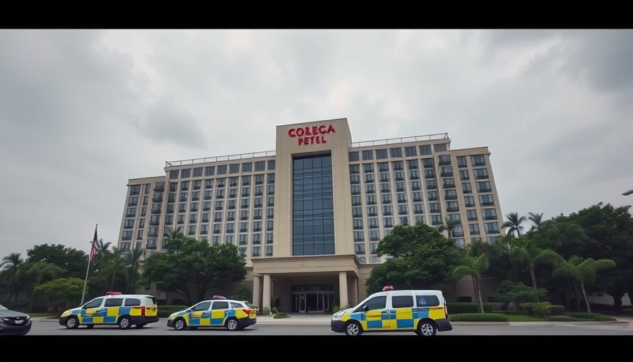 Police presence at a hotel after parents charged in baby death.