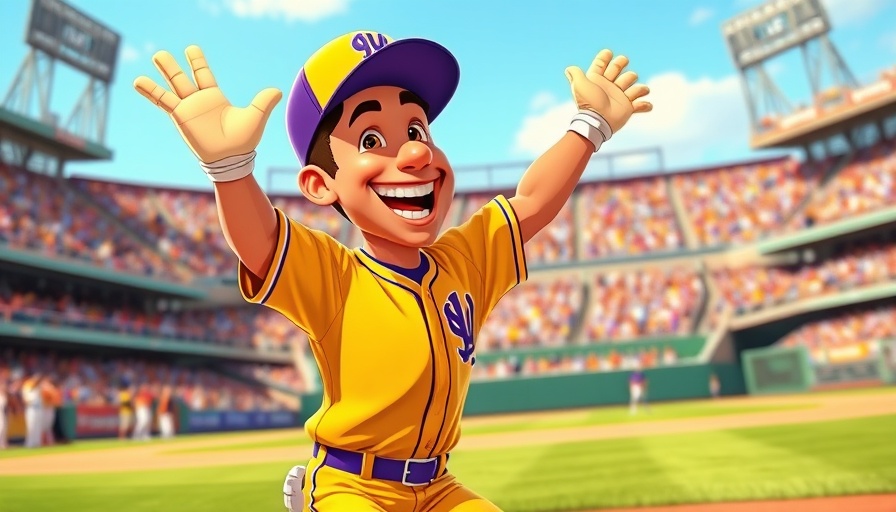 Humor in sports moments: animated baseball player celebrating on field.