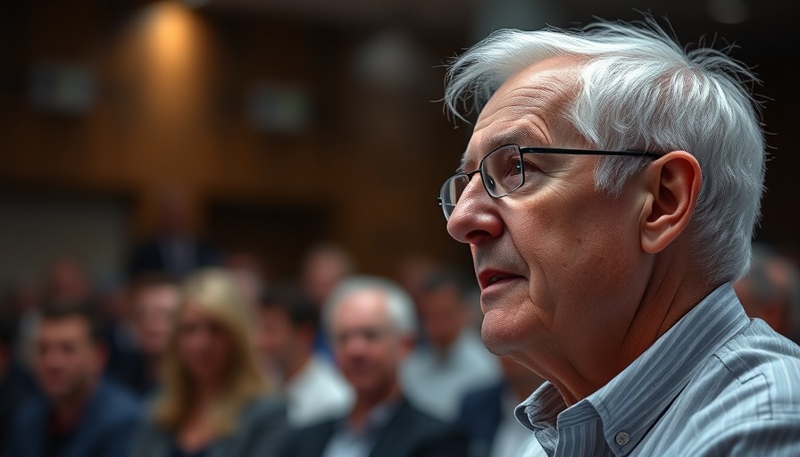 Older man discussing U.S. economy news at event.
