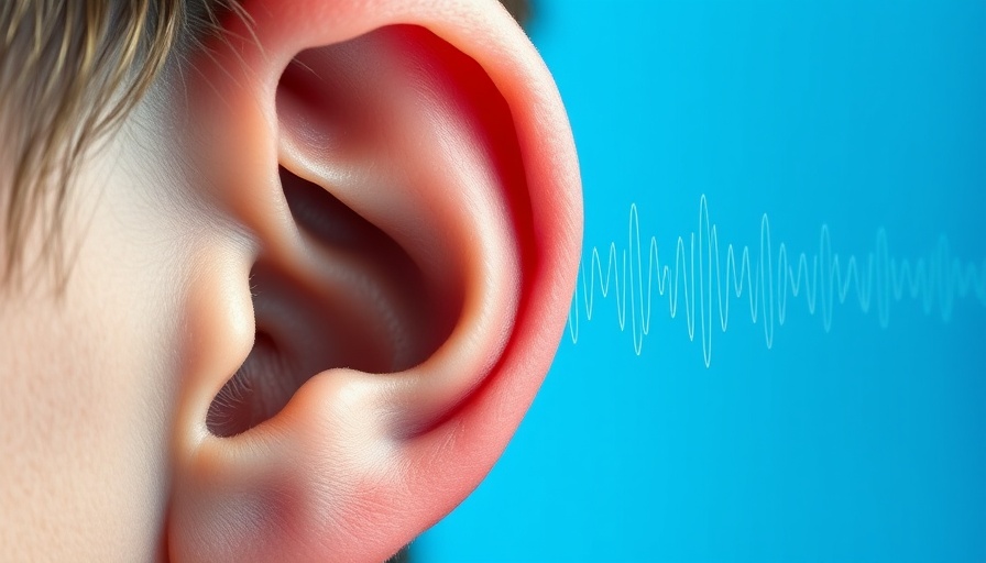 Illustration of an ear with sound waves symbolizing tinnitus.