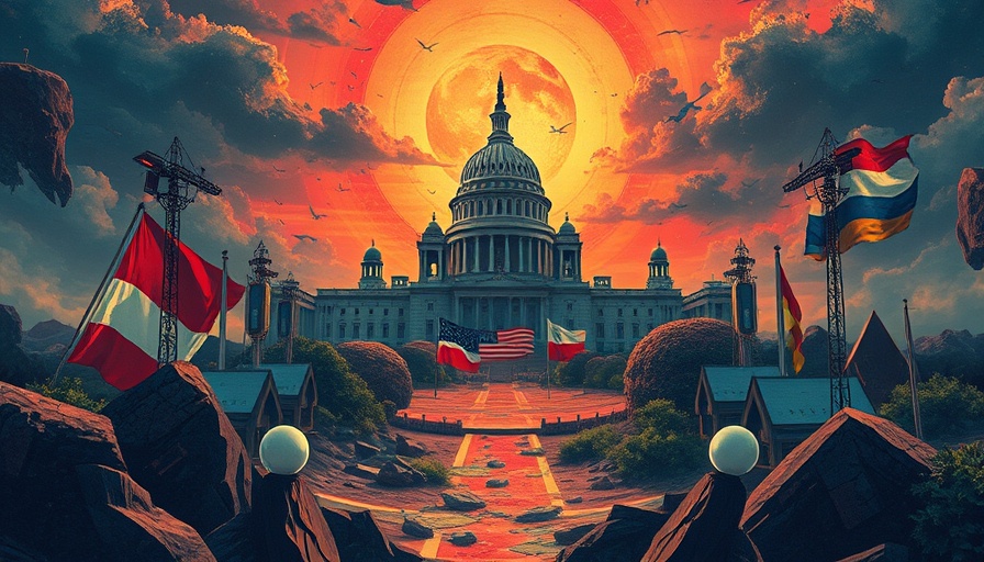 Abstract illustration of regime change and diplomacy concepts.