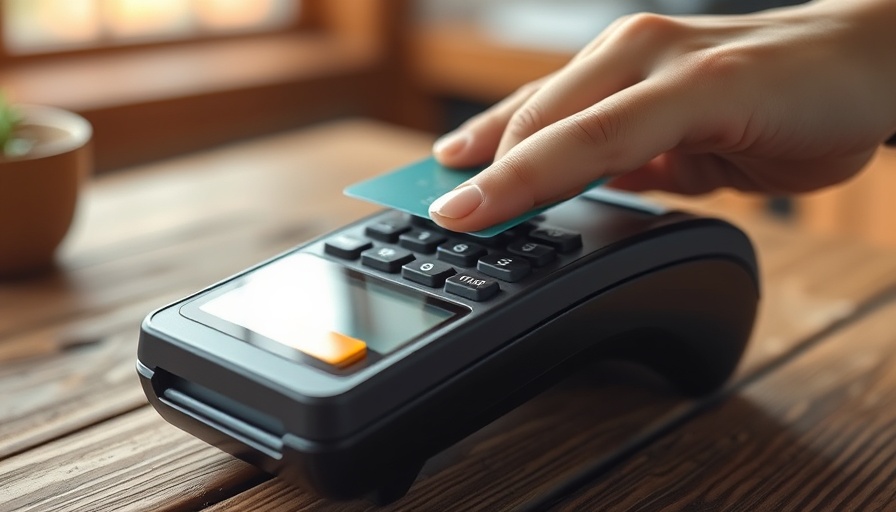 Payment terminal and credit card, highlighting card skimming scams in Houston.