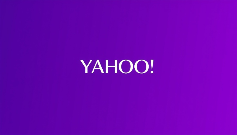 Yahoo logo on a purple background, minimal design