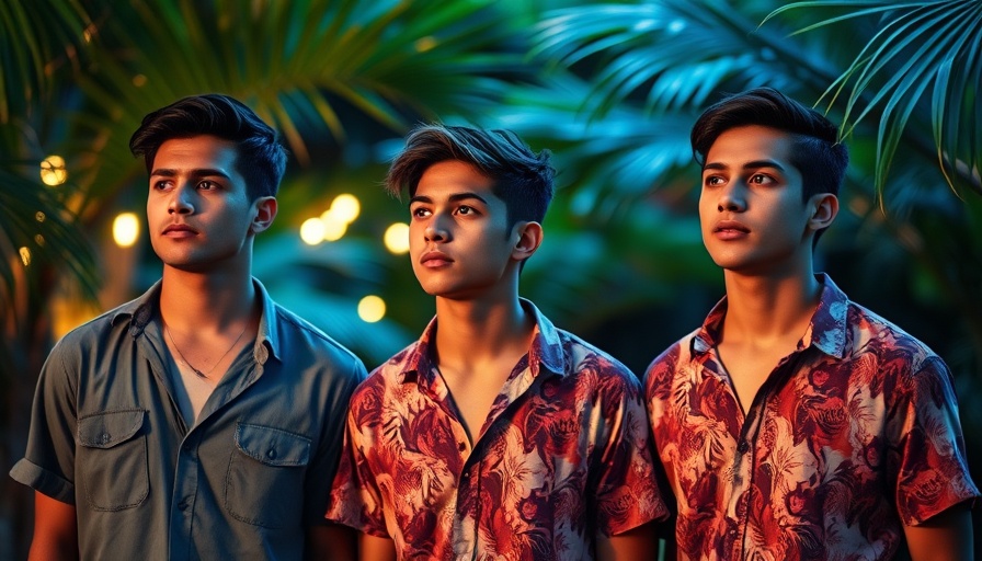 Three men in Casa Amor setting on Love Island USA.