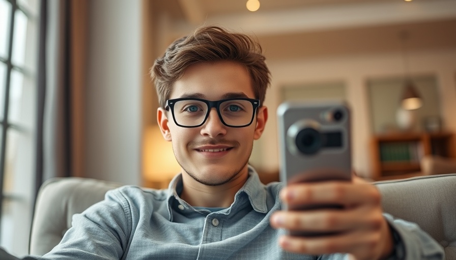 Casual young man video call capturing dynamic online interaction.