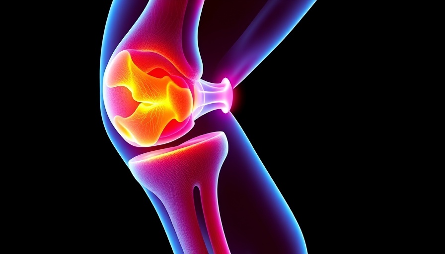 Colorful knee X-ray illustrating bone health to prevent osteoporosis.