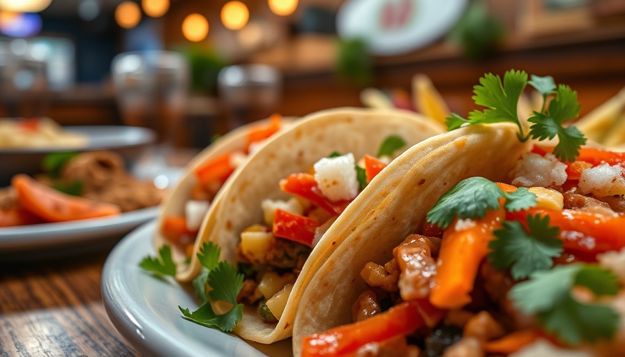 Flavorful tacos at Shops at Borgfeld San Antonio with cilantro side.