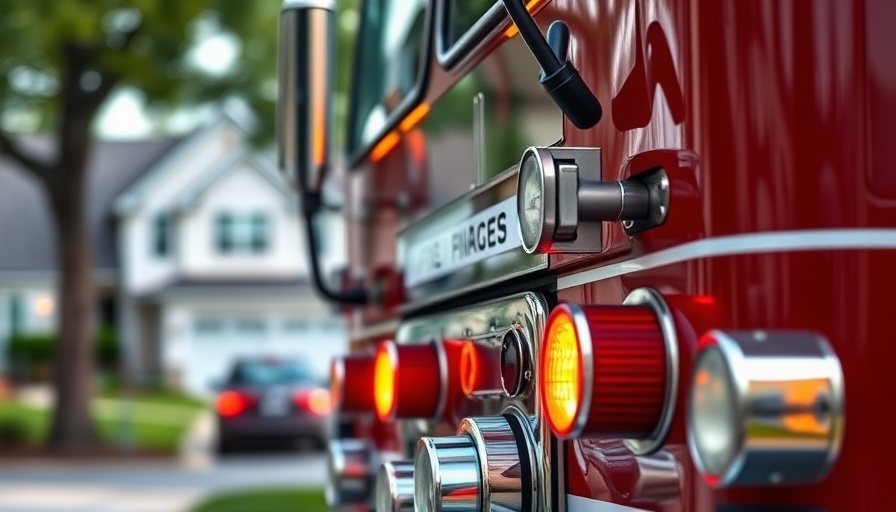 Bexar County fire truck front view with emergency lights.