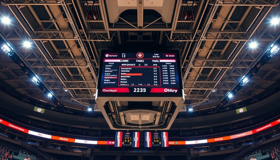 Basketball arena scoreboard in San Antonio business news context.