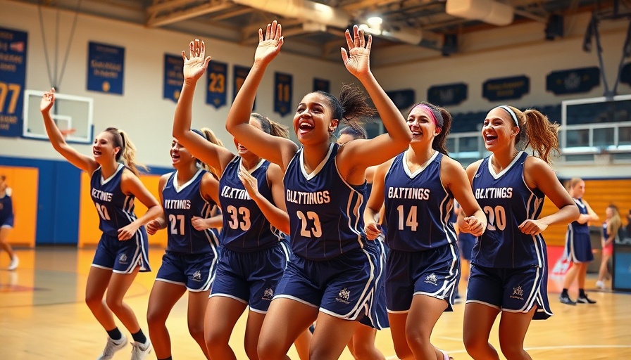 Energetic basketball players celebrating on the court, Basketball is life.