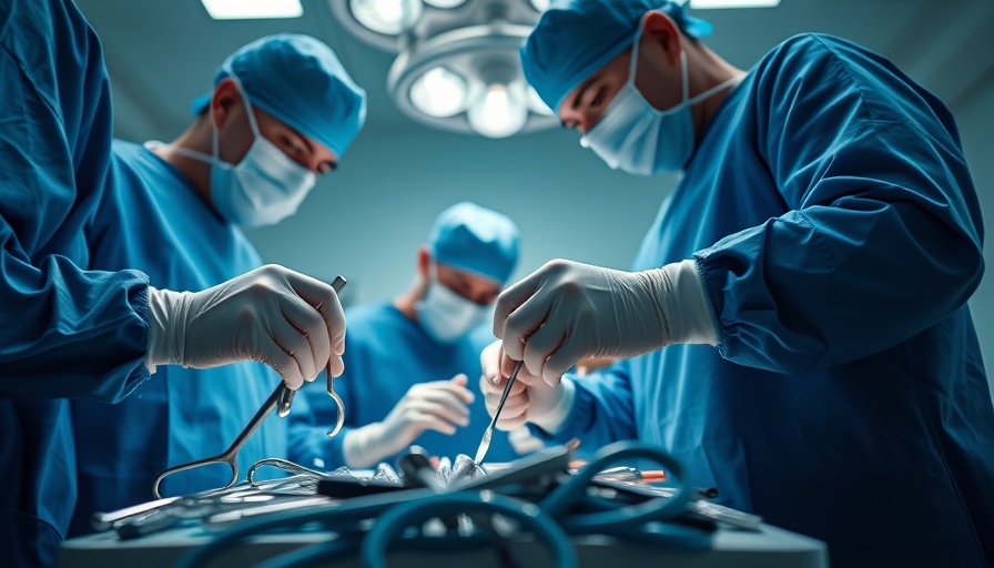 Surgeons prepare instruments in operating room, surgery plus speech therapy context.