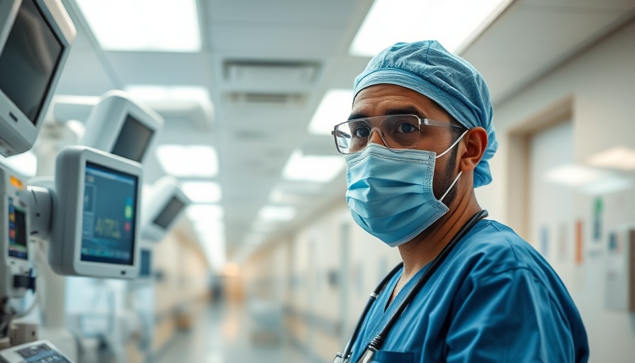 Healthcare worker transporting equipment in hospital corridor