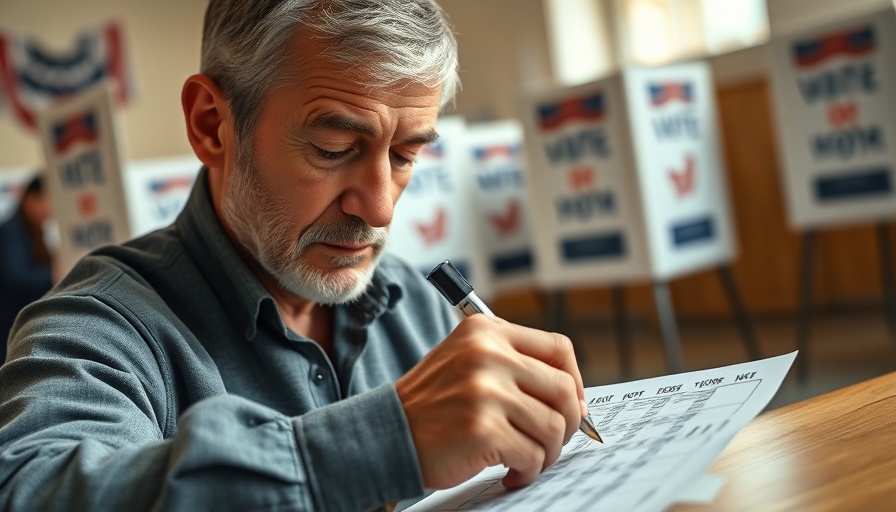 Collin County Hand-Marked Ballot System in action with voter marking ballot.