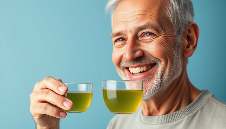 Older man enjoying green tea, highlighting benefits of moringa tea.