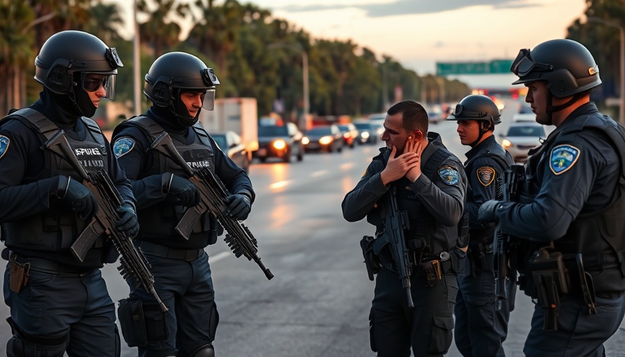 North Freeway Standoff: SWAT officers and police comforting each other on freeway.
