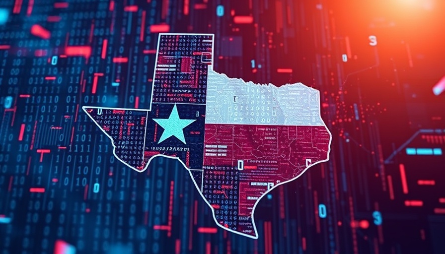 Abstract depiction of Texas AI regulation news, digital collage.