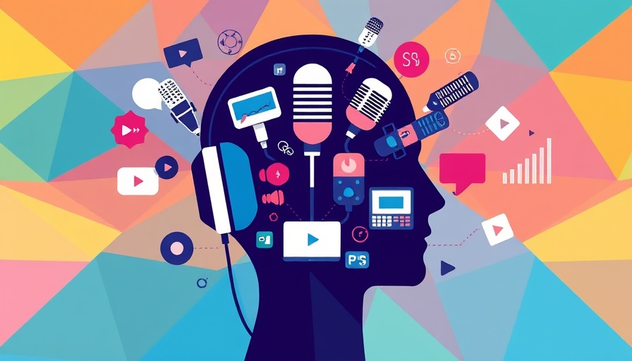 Health and wellness podcast illustration with digital symbols
