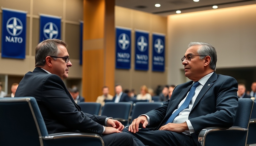Discussion at NATO summit with two men in a conference setting.