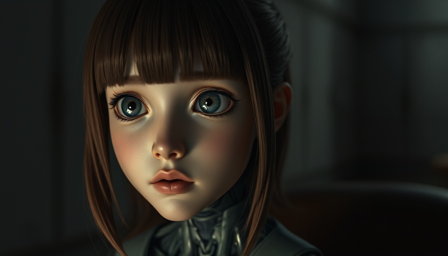 Intriguing android girl in M3GAN 2.0 review setting.