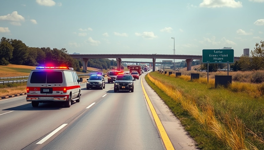 Texas highway crash scene with emergency response vehicles.
