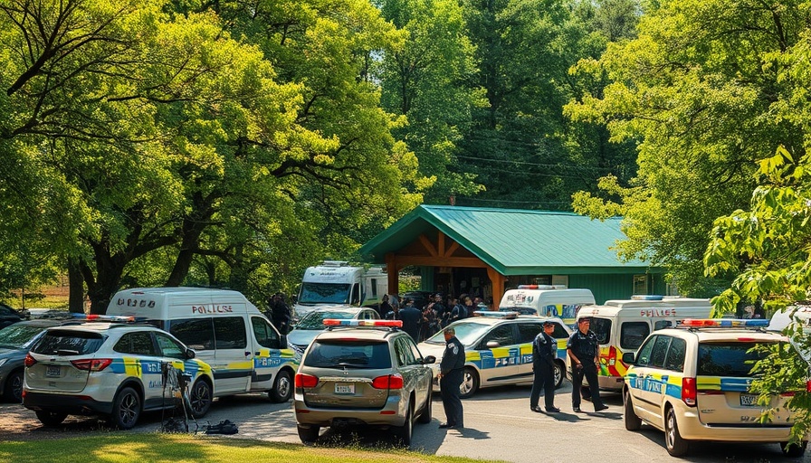 Police presence at Idaho shooting scene with officers and vehicles.