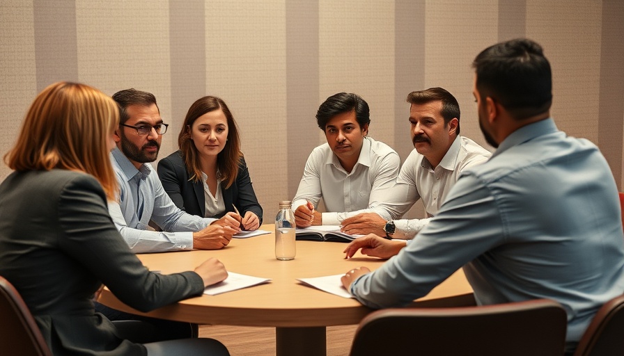 Group discussing the human cost of AI training in a meeting room.