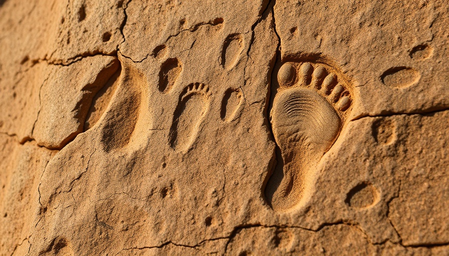 23,000 year old human footprints in sedimentary rock.