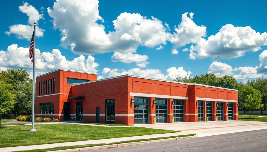 Frisco Fire Station No. 10, modern red brick design under blue sky.