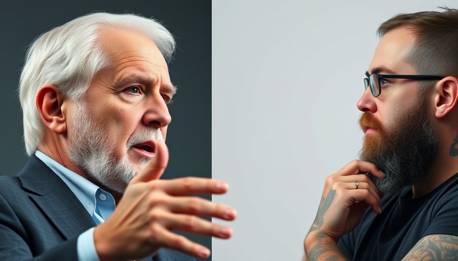 National political news split-screen conversation image.