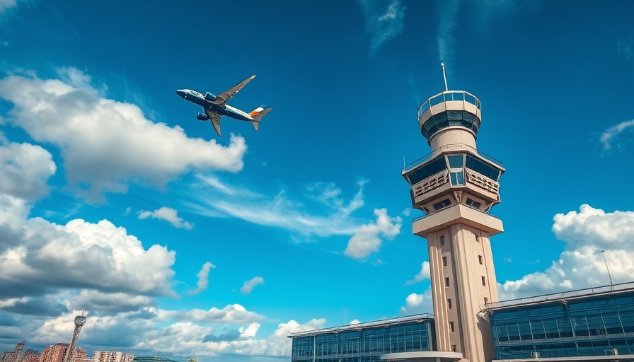 East Coast Flyers Travel Delays highlighted by a control tower and airplane