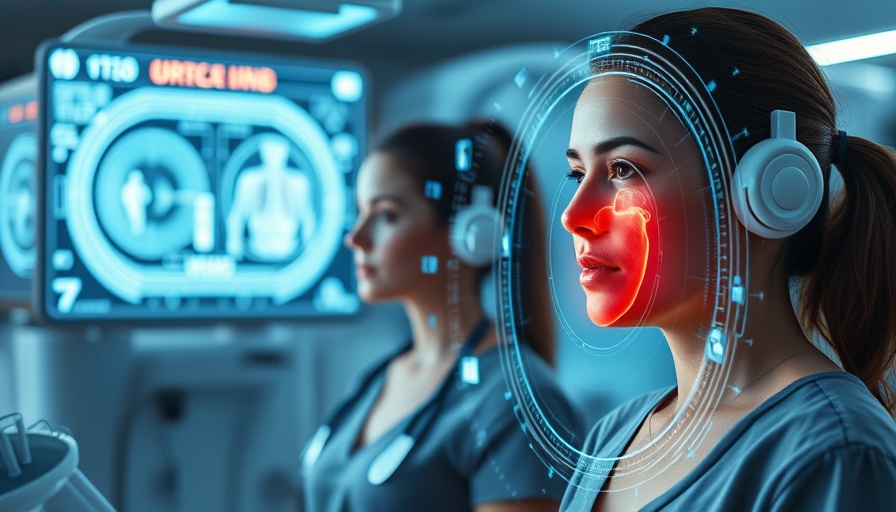 Futuristic AI screening for heart disease in women in a hospital.