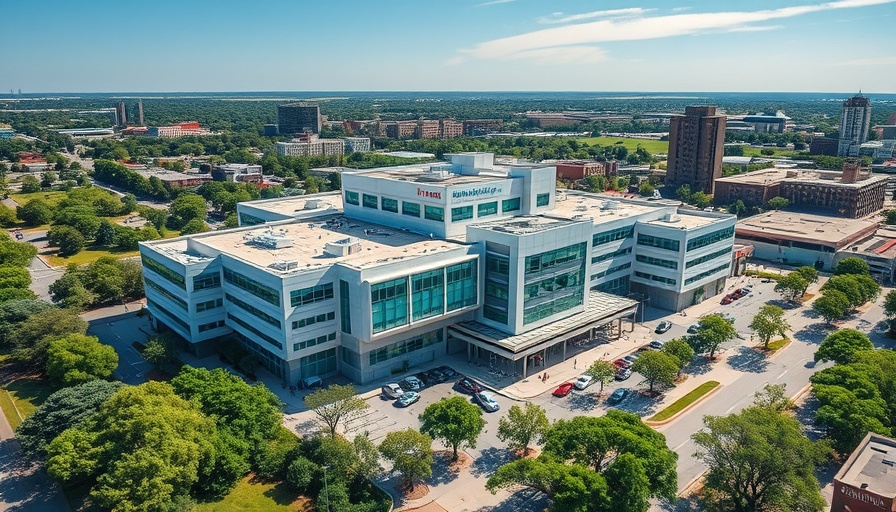 Aerial view of modern Texas hospital symbolizing healthcare access.