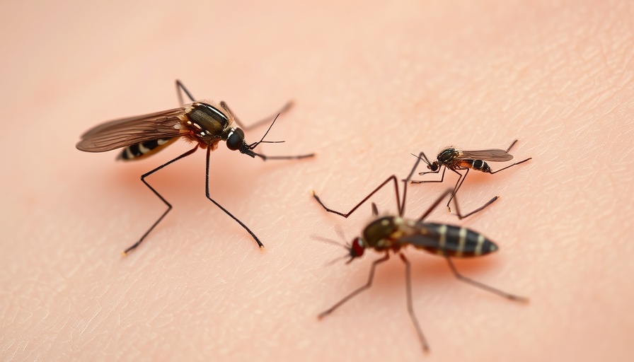 Mosquito attraction factors illustrated by mosquitoes on skin.