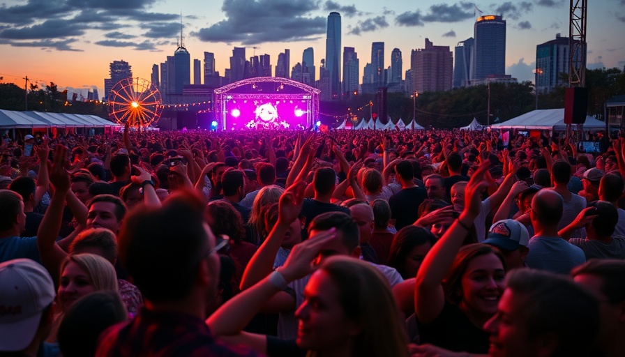 Festival crowd at Austin event under vibrant lights.