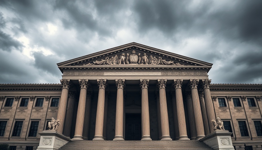US Supreme Court building facade with dramatic lighting