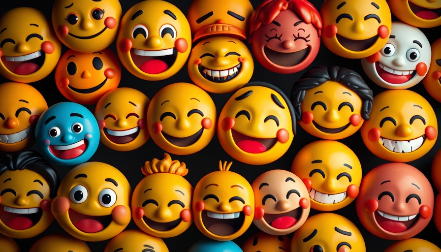 Colorful expressive emojis on dark background highlighting emoji role in communication.