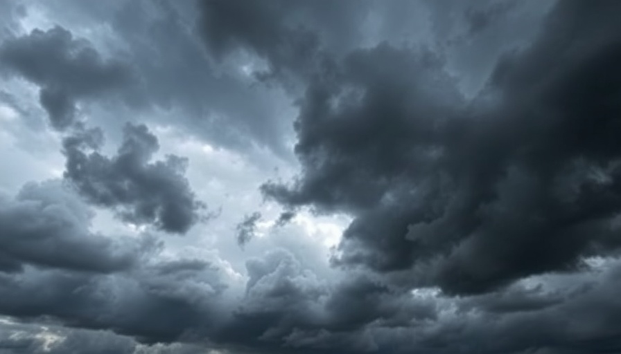 Heavy rainfall and flood alerts in South Texas with dark stormy sky