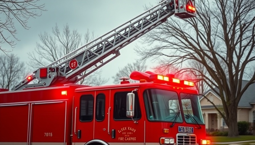 Firetruck at Montgomery County house fire caused by lightning strike