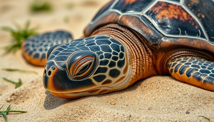 Sea turtle resting on a sandy beach Texas coast