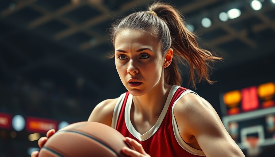 WNBA scores highlight with determined player in action.