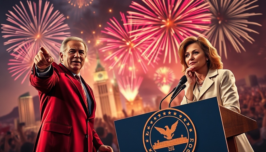 Patriotism in America: Political leaders and festive fireworks.